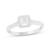 Thumbnail Image 1 of Princess-Cut Diamond Halo Promise Ring 1/6 ct tw 10K White Gold