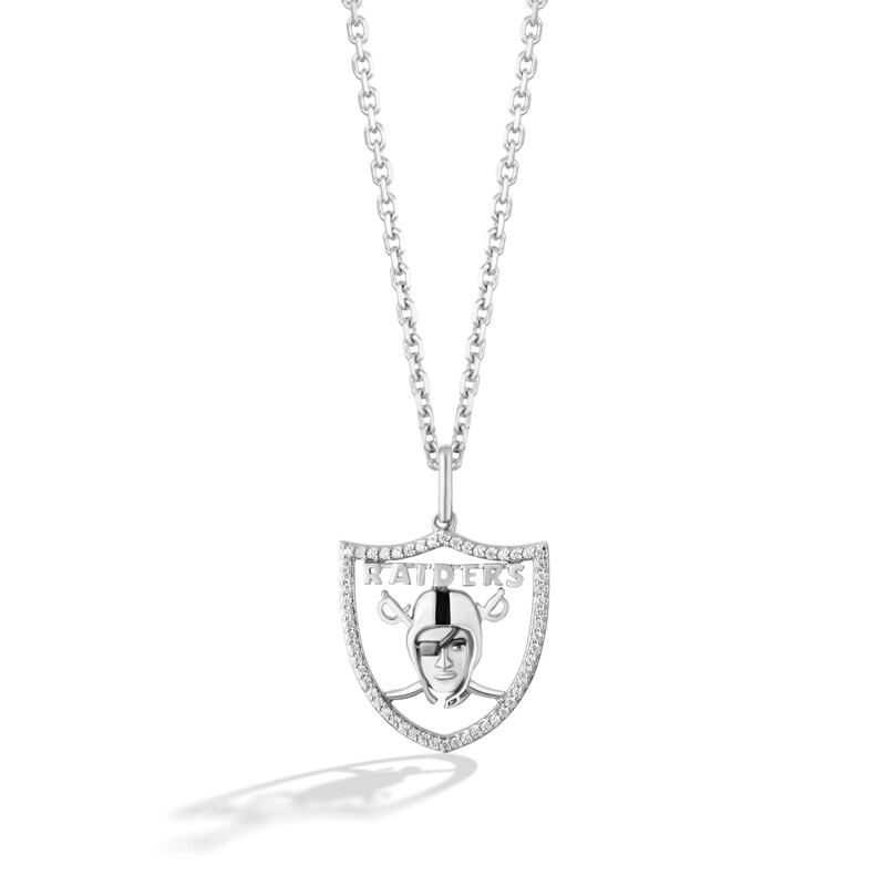 True Fans Las Vegas Raiders 1/10 CT. T.W. Diamond Logo Necklace in Sterling Silver