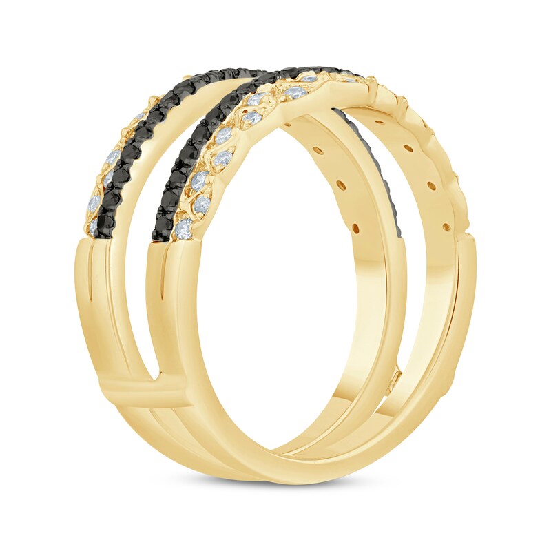 Main Image 2 of Now + Forever Black & White Diamond Patterned Enhancer Ring 5/8 ct tw 14K Yellow Gold