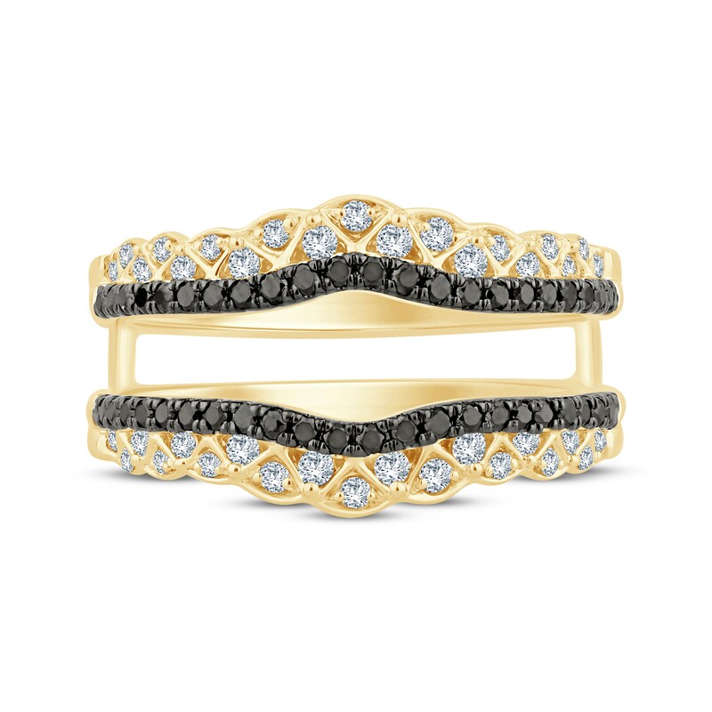 Main Image 3 of Now + Forever Black & White Diamond Patterned Enhancer Ring 5/8 ct tw 14K Yellow Gold