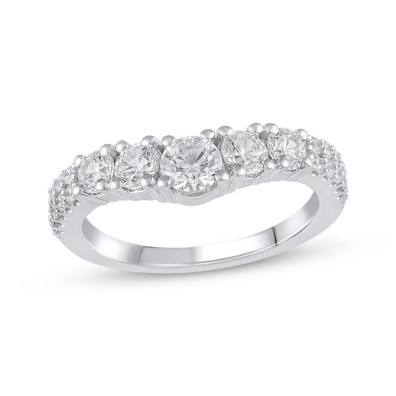 Main Image 1 of Diamond Five-Stone Contoured Anniversary Band 1-1/4 ct tw 14K White Gold