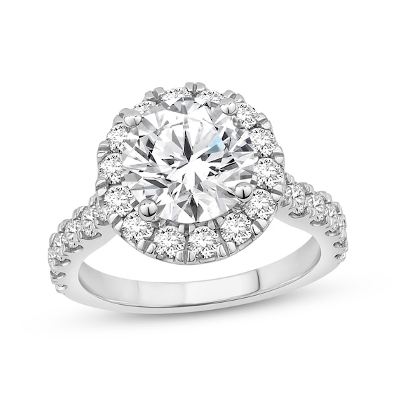 Lab-Grown Diamonds Round-Cut Halo Engagement Ring 3-3/4 ct tw 14K White Gold