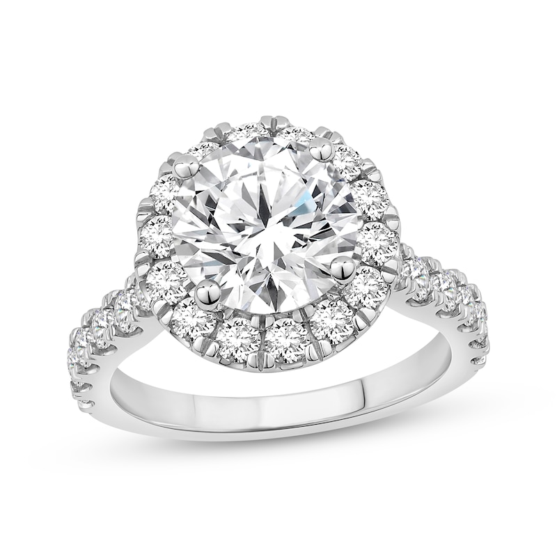 Main Image 1 of Lab-Grown Diamonds Round-Cut Halo Engagement Ring 3-3/4 ct tw 14K White Gold