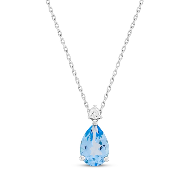 Main Image 1 of Pear-Shaped Swiss Blue Topaz Necklace 1/20 ct tw 10K White Gold 18&quot;