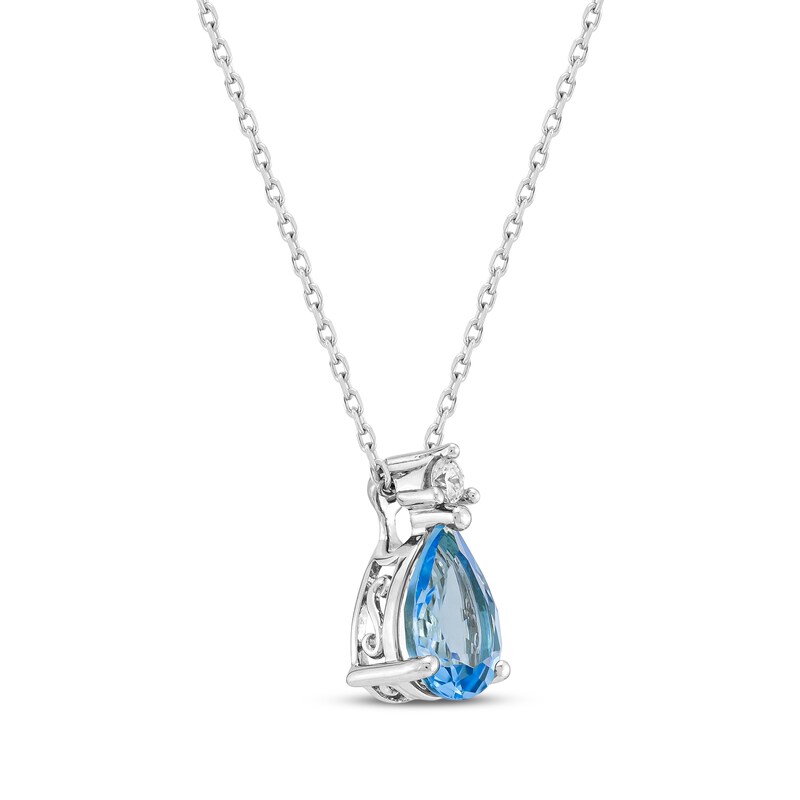 Main Image 2 of Pear-Shaped Swiss Blue Topaz Necklace 1/20 ct tw 10K White Gold 18&quot;