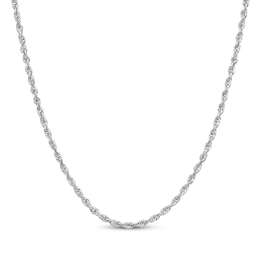 Glitter Rope Chain Necklace 3mm Solid 14K White Gold 20"