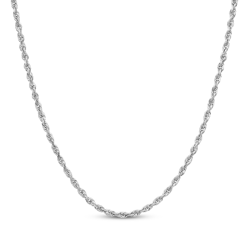 Main Image 1 of Glitter Rope Chain Necklace 3mm Solid 14K White Gold 20&quot;