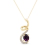 Thumbnail Image 1 of Oval-Cut Rhodolite Garnet & Diamond Ribbon Necklace 1/20 ct tw 10K Yellow Gold 18&quot;