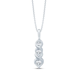 Three-Stone Diamond Necklace 3/4 ct tw 10K White Gold 18"