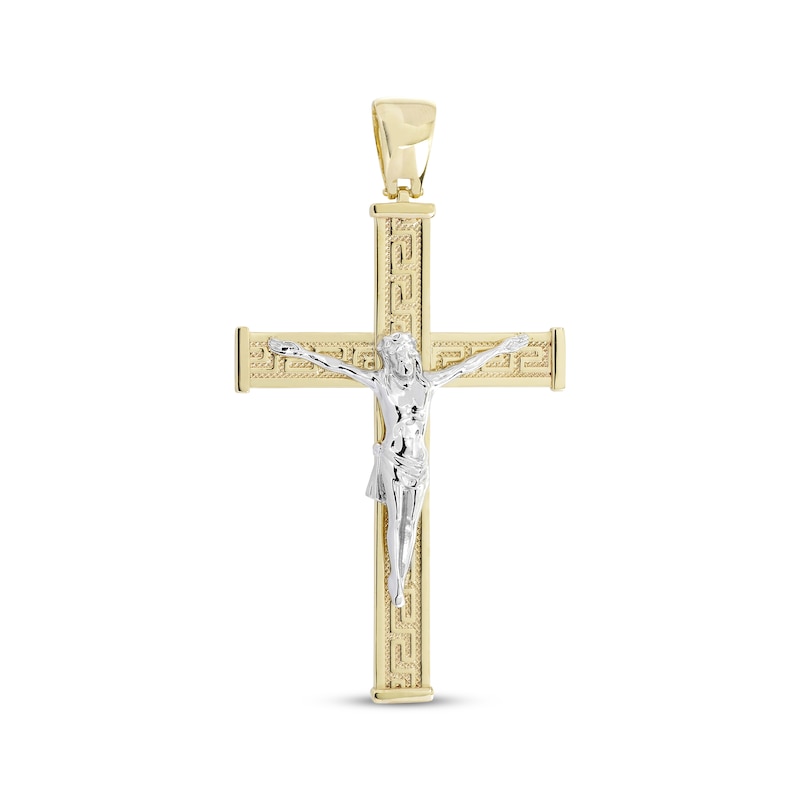 Main Image 1 of Greek Key Crucifix Charm 14K Two-Tone Gold