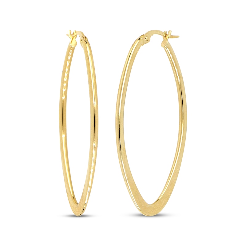 Main Image 1 of Flat Oval Hoop Earrings 14K Yellow Gold 40mm