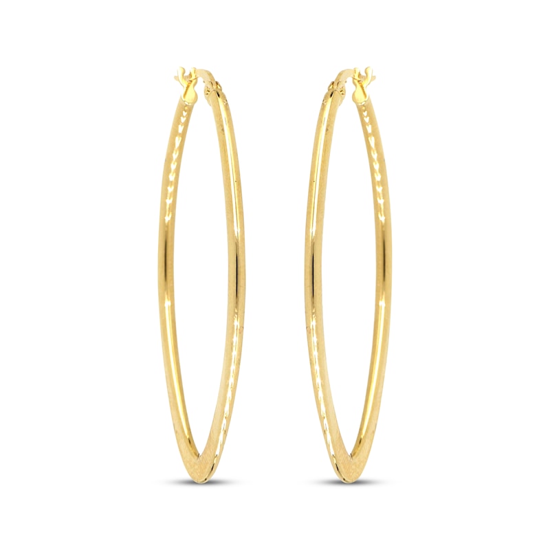 Flat Oval Hoop Earrings 14K Yellow Gold 40mm | Kay