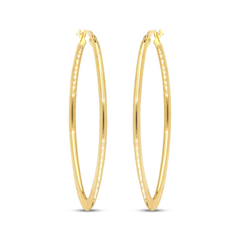 Main Image 2 of Flat Oval Hoop Earrings 14K Yellow Gold 40mm