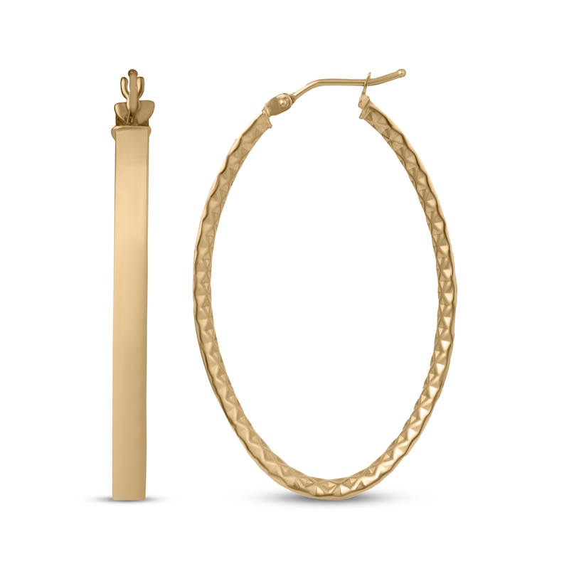 Italian Brilliance Diamond-Cut Snakeskin Hoop Earrings 14K Yellow Gold