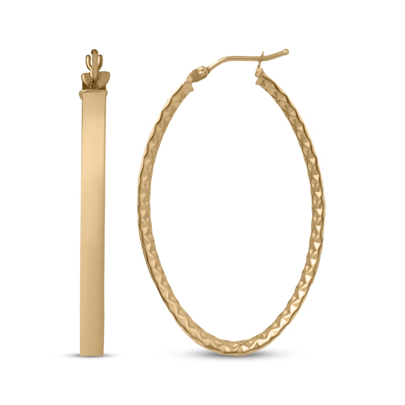 Main Image 3 of Italian Brilliance Diamond-Cut Snakeskin Hoop Earrings 14K Yellow Gold