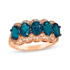 Thumbnail Image 0 of Le Vian Oval-Cut Blue Topaz Five-Stone Ring 1/3 ct tw Diamonds 14K Strawberry Gold