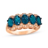 Thumbnail Image 1 of Le Vian Oval-Cut Blue Topaz Five-Stone Ring 1/3 ct tw Diamonds 14K Strawberry Gold