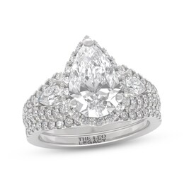 THE LEO Legacy Lab-Grown Diamond Pear-Shaped Halo Bridal Set 2-5/8 ct tw 14K White Gold