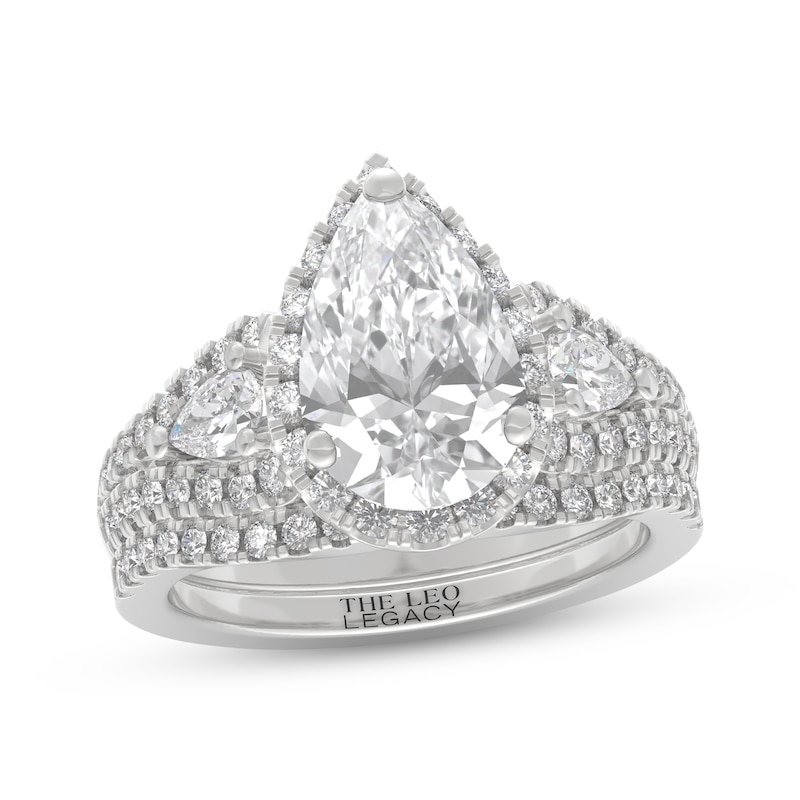 Main Image 1 of THE LEO Legacy Lab-Grown Diamond Pear-Shaped Halo Bridal Set 2-5/8 ct tw 14K White Gold