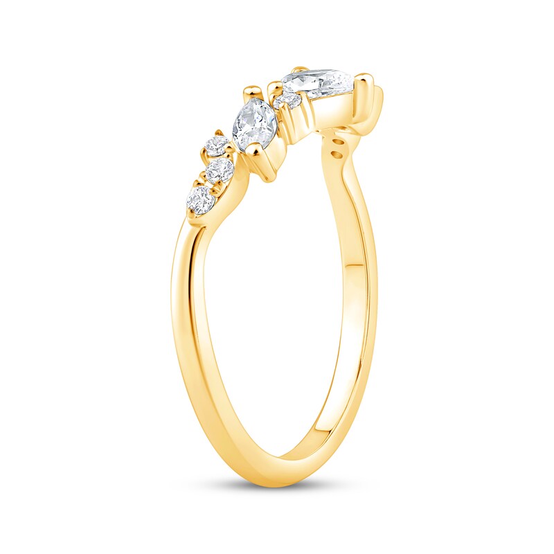 Main Image 2 of Pear-Shaped & Marquise-Cut Diamond Contour Ring 3/8 ct tw 14K Yellow Gold