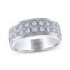 Thumbnail Image 1 of Men's THE LEO Legacy Lab-Grown Diamond Two-Row Wedding Band 1 ct tw 14K White Gold