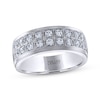 Thumbnail Image 0 of Men's THE LEO Legacy Lab-Created Diamond Two-Row Wedding Band 1 ct tw 14K White Gold