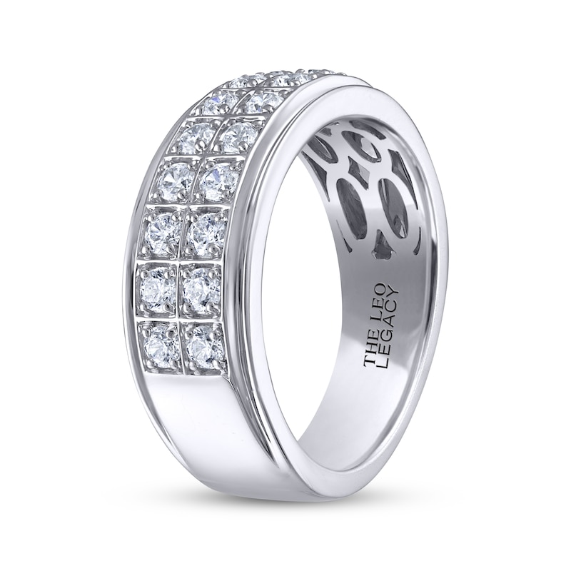 Main Image 2 of Men's THE LEO Legacy Lab-Grown Diamond Two-Row Wedding Band 1 ct tw 14K White Gold
