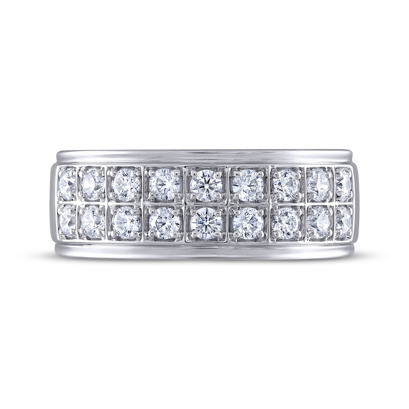 Main Image 3 of Men's THE LEO Legacy Lab-Grown Diamond Two-Row Wedding Band 1 ct tw 14K White Gold