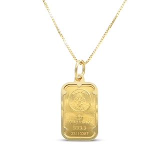 Men's Slanted Name Dog Tag Necklace 10K Yellow Gold 22