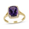 Thumbnail Image 1 of Cushion-Cut Amethyst & Diamond Ring 1/8 ct tw 10K Yellow Gold