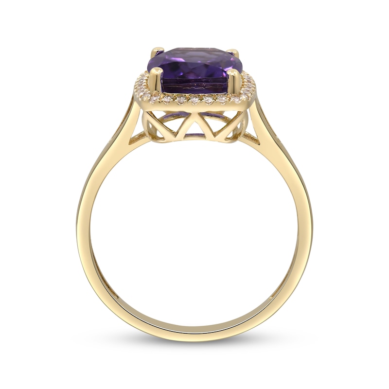 Main Image 2 of Cushion-Cut Amethyst & Diamond Ring 1/8 ct tw 10K Yellow Gold