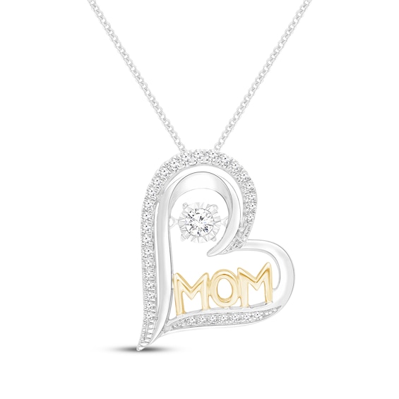 Unstoppable Love Diamond "Mom" Heart Necklace 1/8 ct tw 10K Two-Tone Gold 19"