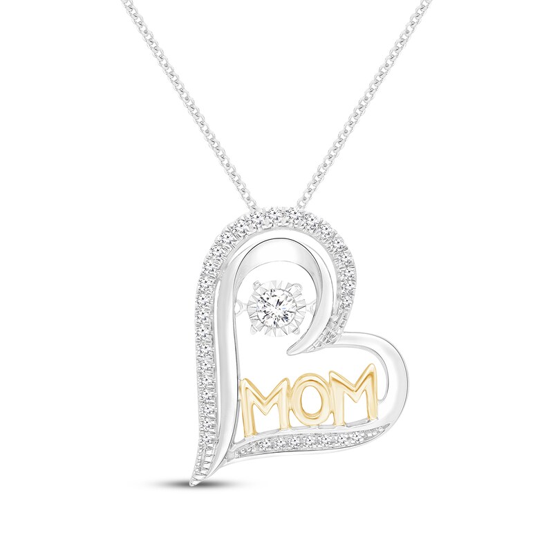 Main Image 1 of Unstoppable Love Diamond &quot;Mom&quot; Heart Necklace 1/8 ct tw 10K Two-Tone Gold 19&quot;