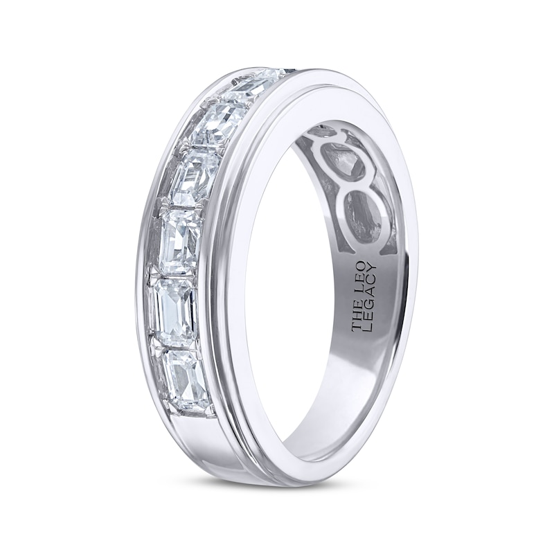 Main Image 2 of Men's THE LEO Legacy Lab-Grown Diamond Emerald-Cut Wedding Band 2 ct tw 14K White Gold