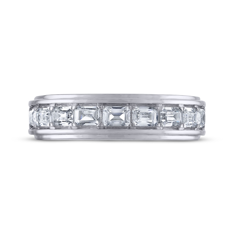 Main Image 3 of Men's THE LEO Legacy Lab-Grown Diamond Emerald-Cut Wedding Band 2 ct tw 14K White Gold