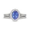 Thumbnail Image 3 of Neil Lane Oval-Cut Tanzanite & Diamond Scalloped Halo Bridal Set 5/8 ct tw Diamonds 14K White Gold