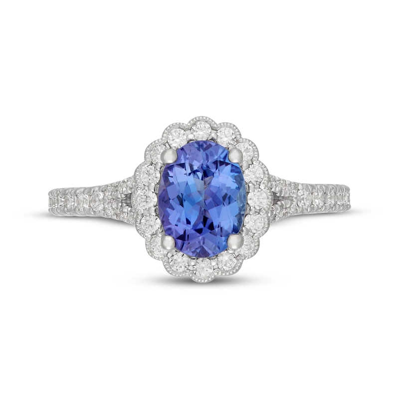 Main Image 6 of Neil Lane Oval-Cut Tanzanite & Diamond Halo Engagement Ring 1/2 ct tw 14K White Gold