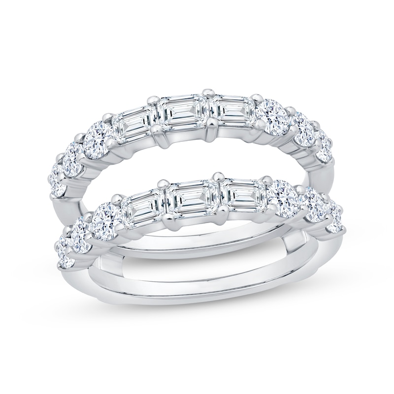 Main Image 1 of Now + Forever Lab-Grown Diamonds Emerald & Round-Cut Enhancer Ring 2 ct tw 14K White Gold