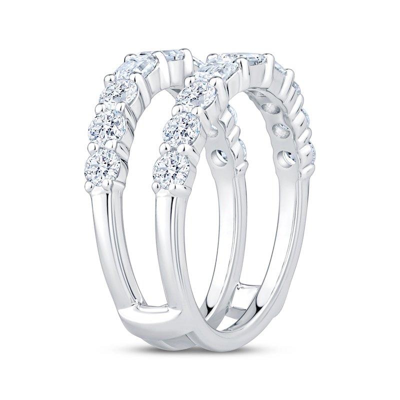 Main Image 2 of Now + Forever Lab-Grown Diamonds Emerald & Round-Cut Enhancer Ring 2 ct tw 14K White Gold