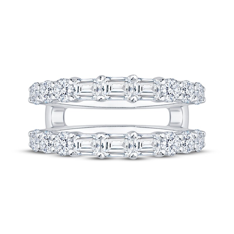 Main Image 3 of Now + Forever Lab-Grown Diamonds Emerald & Round-Cut Enhancer Ring 2 ct tw 14K White Gold