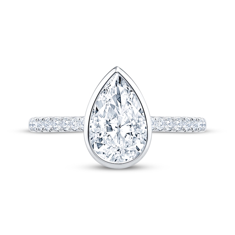 Main Image 3 of Now + Forever Lab-Grown Diamonds Pear-Shaped Bezel-Set Engagement Ring 2-1/5 ct tw 14K White Gold