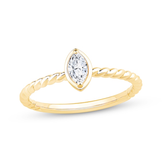 Now + Forever Marquise-Cut Diamond Solitaire Rope Shank Engagement Ring 1/5 ct tw 14K Yellow Gold (I/I1)
