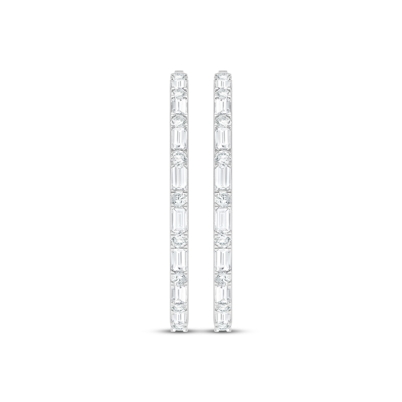 Main Image 2 of KAY Lab-Grown Diamonds Baguette & Round-Cut Hoop Earrings 3 ct tw 10K White Gold