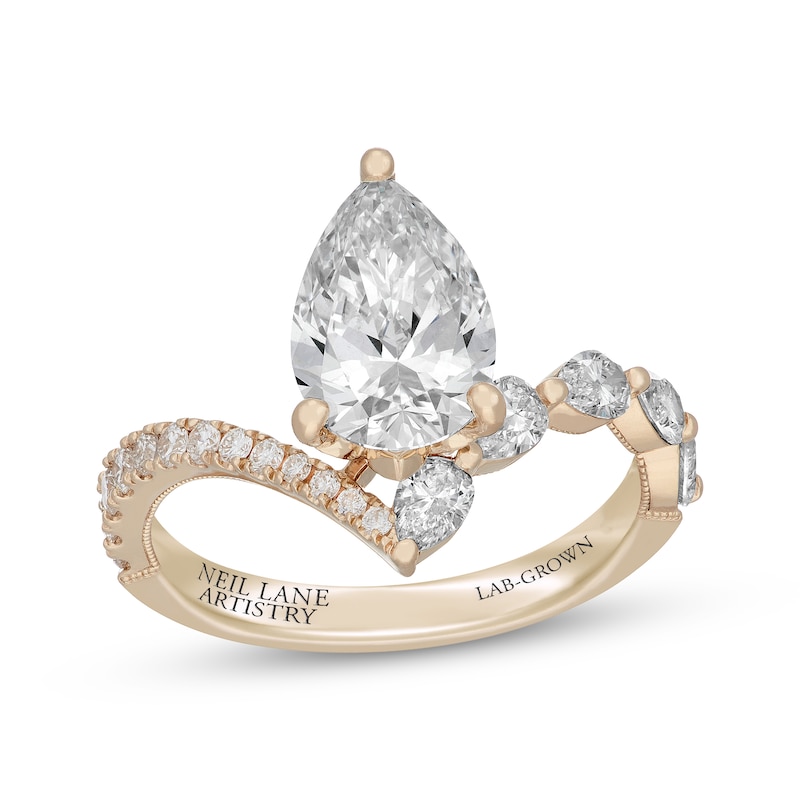 Main Image 1 of Neil Lane Artistry Lab-Grown Diamond Certified Pear-Shaped Engagement Ring 2-3/4 ct tw 14K Yellow Gold