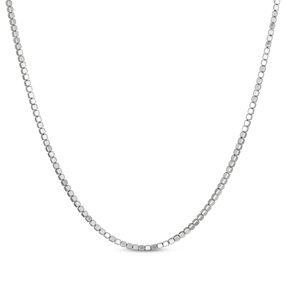 Diamond-Cut Cube Bead Chain Necklace 2.5mm Solid Sterling Silver 18"