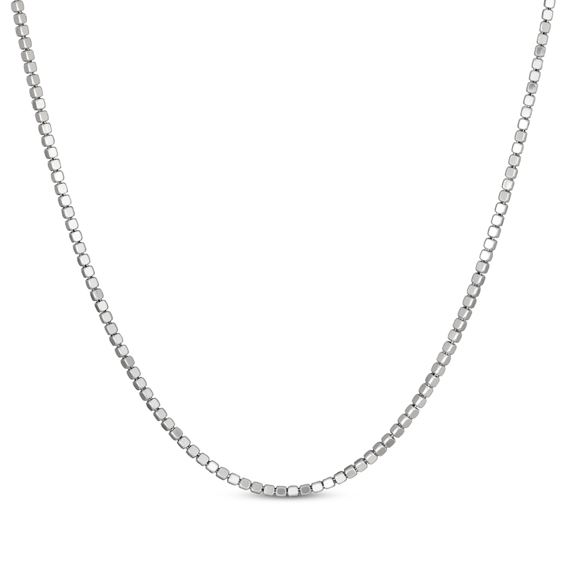 Main Image 1 of Diamond-Cut Cube Bead Chain Necklace 2.5mm Solid Sterling Silver 18&quot;
