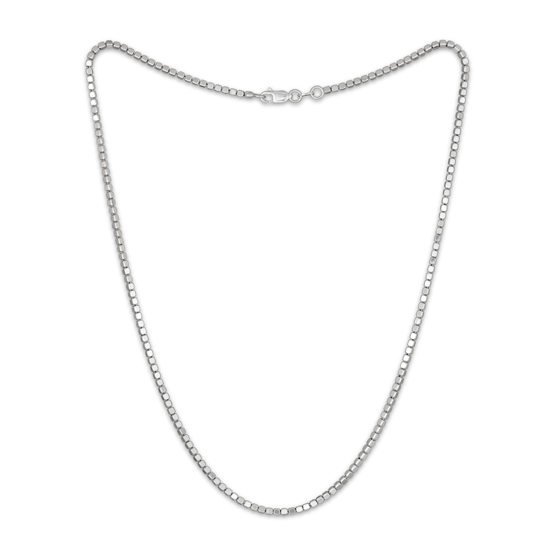Main Image 2 of Diamond-Cut Cube Bead Chain Necklace 2.5mm Solid Sterling Silver 18&quot;
