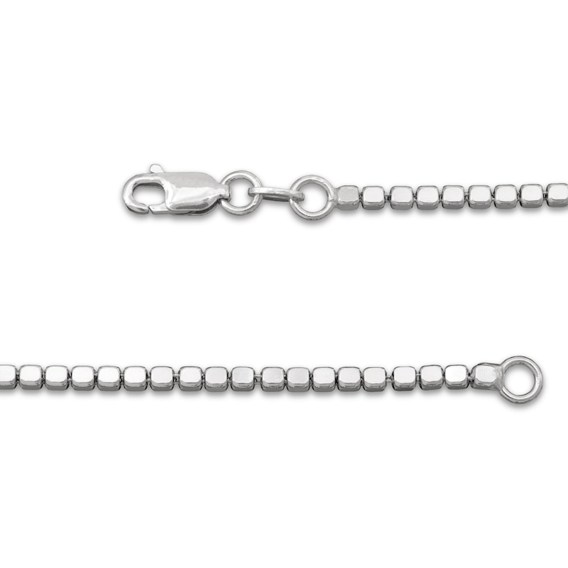 Main Image 4 of Diamond-Cut Cube Bead Chain Necklace 2.5mm Solid Sterling Silver 18&quot;