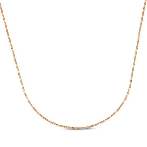 Twist Box Chain 1.1mm Solid 14K Rose Gold 18"
