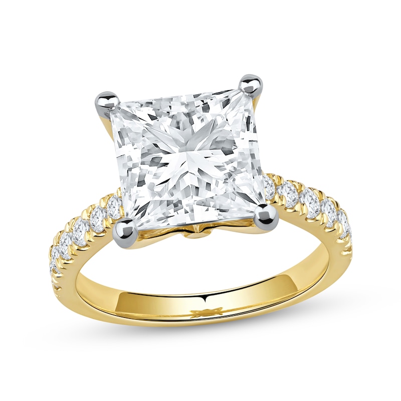 Main Image 1 of Now + Forever Lab-Grown Diamonds Princess-Cut Engagement Ring 4-1/2 ct tw 14K Yellow Gold